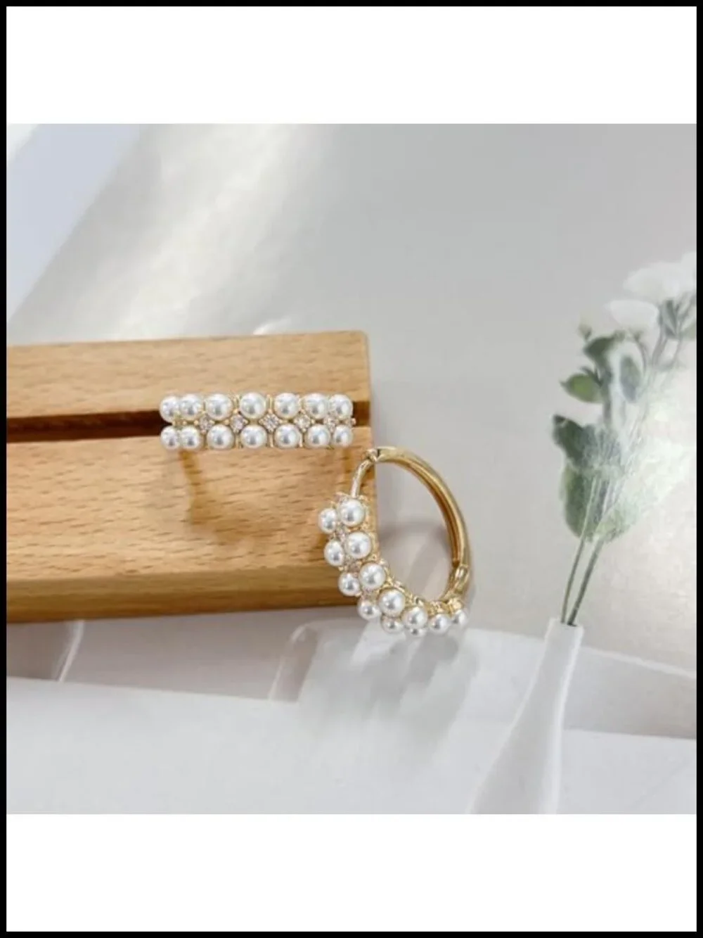 Pearl Huggie Hoop Earrings for Women Dainty Circle Drop Dangle